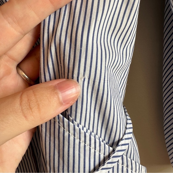 Parker Pinstripe Long Sleeve Button Down Toe Waist Dress Small - Picture 6 of 10